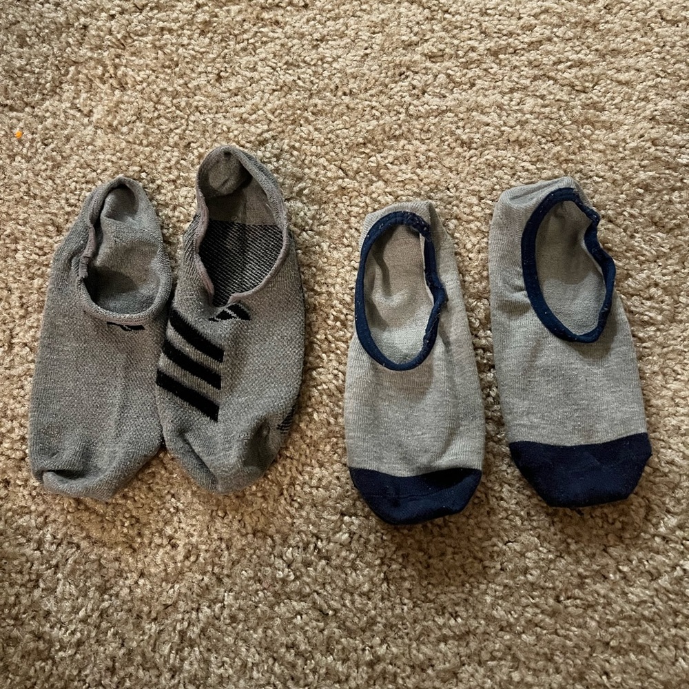 2 pair of NoShow socks 1 timberland 1 adidas